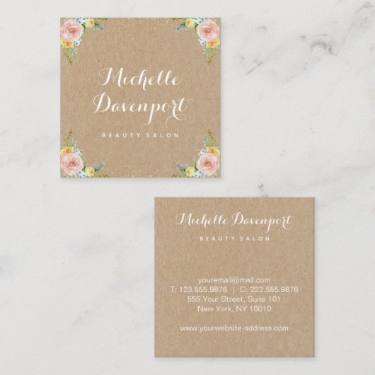 花のクラフトの正方形の名刺 スクエア名刺 (正面/裏面)