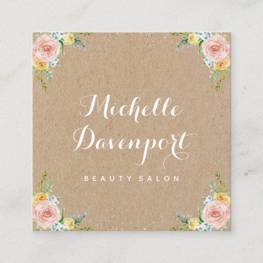 花のクラフトの正方形の名刺 スクエア名刺 (正面)