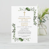 花のクリスチャン写真による人生の祝い 招待状 (スタンド正面)