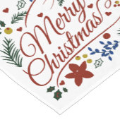 花のクリスマスを楽しく ショートテーブルランナー (コーナー)