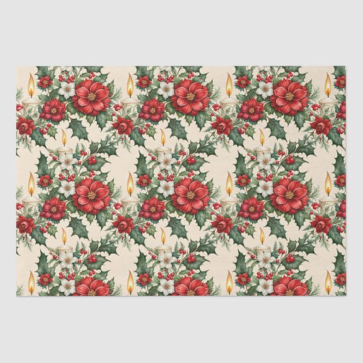花のクリスマスキャンドルライト 薄葉紙 (正面)