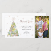 花のクリスマスツリーのフォトカードのテンプレートありがとう サンキューカード (正面/裏面)