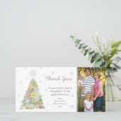花のクリスマスツリーのフォトカードのテンプレートありがとう サンキューカード (スタンド正面)