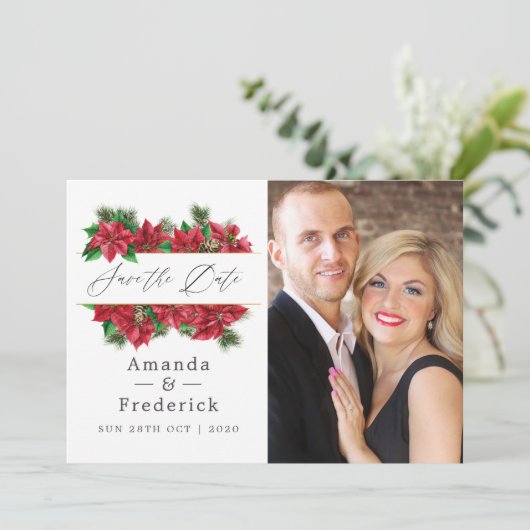 花のクリスマス幾何学ウェディング セーブザデート (スタンド正面)