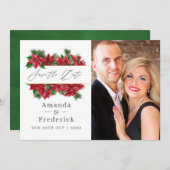 花のクリスマス幾何学ウェディング セーブザデート (正面/裏面)