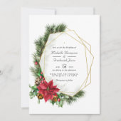 花のクリスマス幾何学QRコード招待状 ウェディング 招待状 (正面)