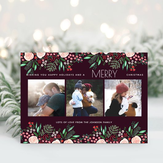 花のクリスマス プリティーローズ ボタニカル写真 シーズンカード