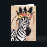 花のクリムトのシマウマ|の王冠 カード<br><div class="desc">このプリントはビクトリアBorgesによって花の王冠で|飾られる甘いシマウマを特色にします</div>