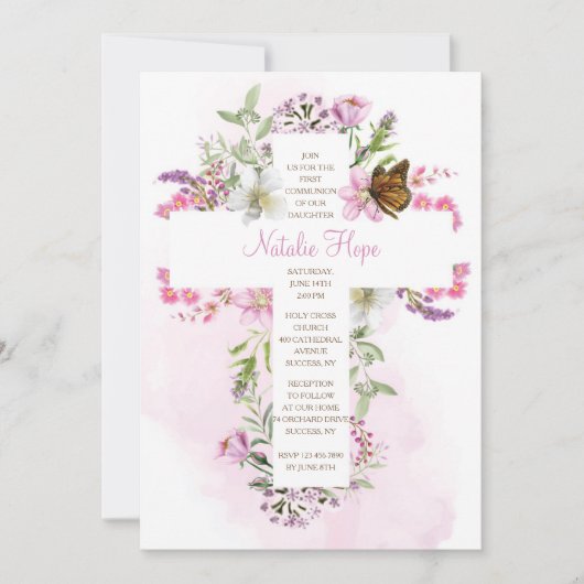 花のクロス宗教 招待状 (正面)