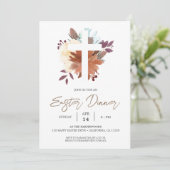 花のクロス キリスト教 春 イースター ディナー 招待状 (スタンド正面)