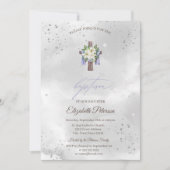 花のクロス 洗礼 招待状 (正面)