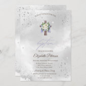 花のクロス 洗礼 招待状 (正面/裏面)