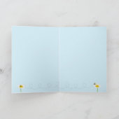 花のグリーティングカードに蜂 – 青い背景 カード (内部)