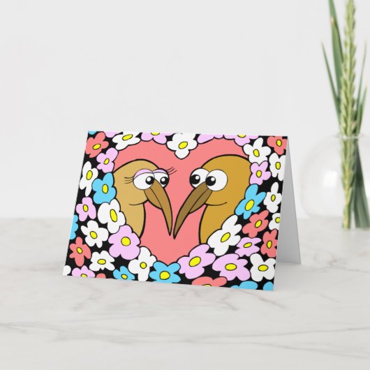 花のグリーティングカード付きキウイバレンタイン シーズンカード (正面)