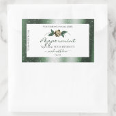 花のグリーンとゴールドのフレーム 白い製品ラベル 長方形シール (バッグ)