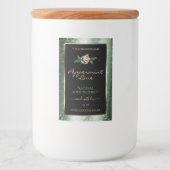 花のグリーンとゴールドのフレーム 黒い商品ラベル フードラベル (正面)