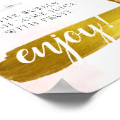 花のグリーンゴールドのブライダルブランチミモーザバーの看板 ポスター (角)