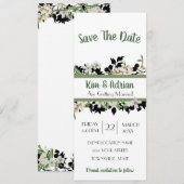 花のグリーン・セーブ・ザ・デート 招待状 (正面/裏面)