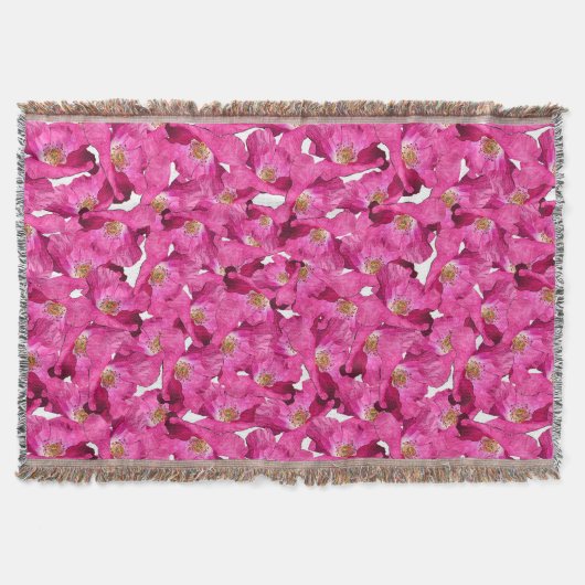 花のケシのピンクパターン スローブランケット (正面)
