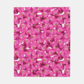 花のケシのピンクパターン フリースブランケット (正面)