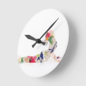 花のコブラのヨガの姿勢シリーズ ラウンド壁時計 (傾斜)