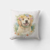 花のゴールデンレトリバー クッション (正面)