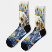 花のゴールデンレトリバー ソックス (左)