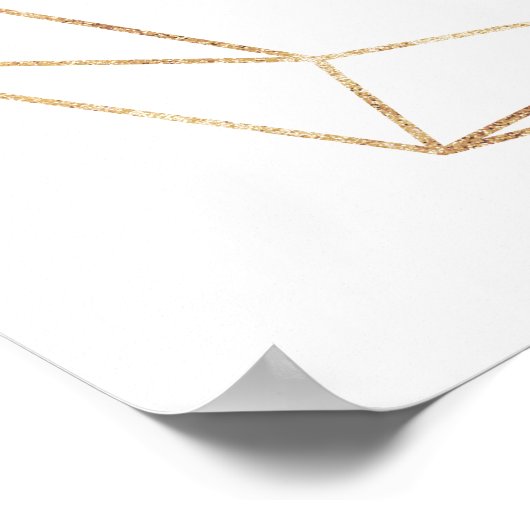 花のゴールドのウェディングシャワーのお出迎え看板 ポスター (角)