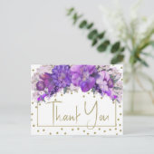 花のゴールドコンフェッティ パープル サンクス ポストカード (スタンド正面)