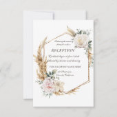 花のゴールドフレームの披露宴 招待状 (正面)