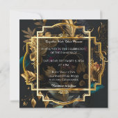 花のゴールドフレーム結婚式招待状 招待状 (裏面)