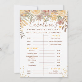 花のゴールドブラウンタイムライン独身最後の週末パーティー 招待状