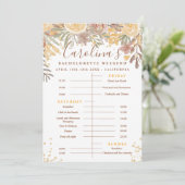 花のゴールドブラウンタイムライン独身最後の週末パーティー 招待状 (スタンド正面)