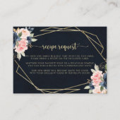花のゴールド幾何学ウェディング レシピ リクエストカード エンクロージャーカード (正面)
