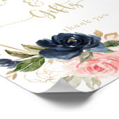 花のゴールド幾何学カードとギフトの看板 ポスター (角)