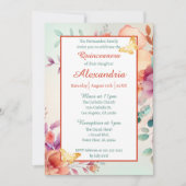 花のゴールド蝶のキンセアニエラ 招待状 (正面)