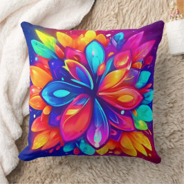 花のサイケデリックアートワーク クッション