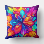 花のサイケデリックアートワーク クッション (裏面)