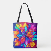 花のサイケデリックアートワーク トートバッグ (裏面)