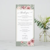 花のサテングリーン ウェディング お礼のメッセージカード メニュー (スタンド正面)