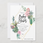 花のサボテンの幾何学的なベビーシャワーの招待 招待状 (正面)