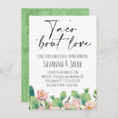 花のサボテンタコ 愛のカップルシャワー 招待状 (正面/裏面)