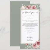 花のサボン グリーン 結婚式 感謝の気持ちのカード メニュー (正面/裏面)