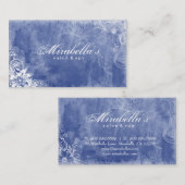 花のサロンのスパの名刺のグランジで青いデニムW 名刺 (正面/裏面)