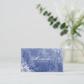 花のサロンのスパの名刺のグランジで青いデニムW 名刺 (スタンド正面)