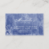 花のサロンのスパの名刺のグランジで青いデニムW 名刺 (裏面)