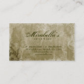 花のサロンのスパの名刺のグランジな緑 名刺 (裏面)