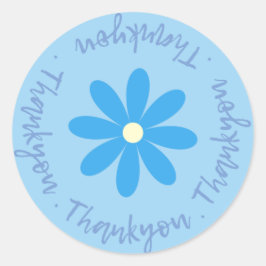 花のサンキューシール付き ラウンドシール