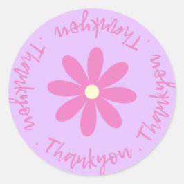 花のサンキューシール付き ラウンドシール