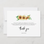 花のサンフラワーグリーンエレガントブライズシャワー サンキューカード (裏面)